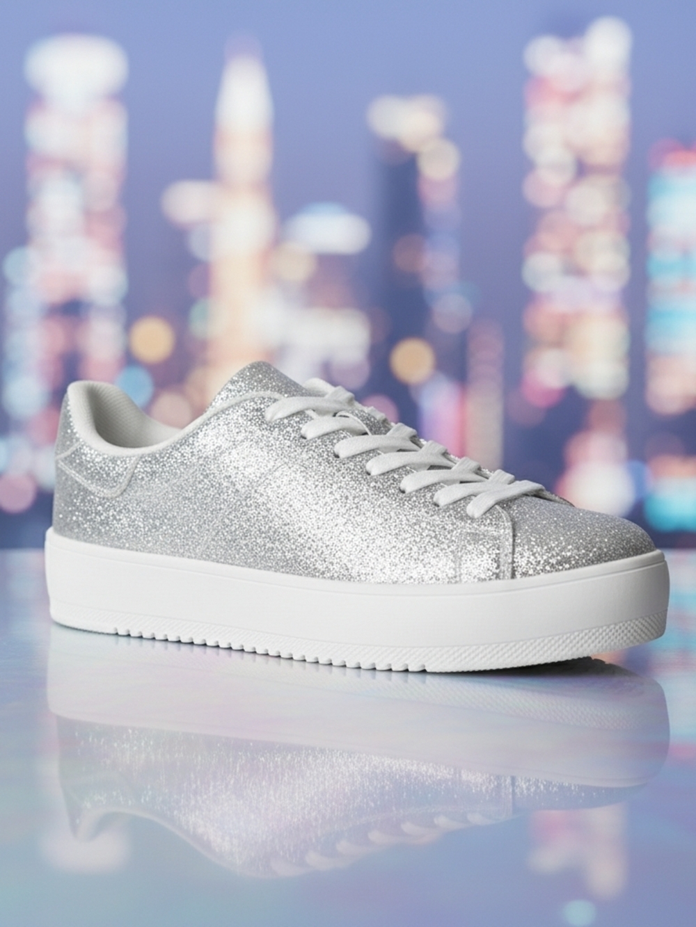 Hero By J. Adams Fine Silver Glitter Platform Sneakers